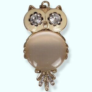 (2/$20) Rhinestone & Enamel Owl Pendant
